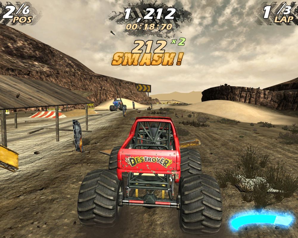 Monster Jam (Windows) screenshot: Take new cars for a ride. Destroyer - my personal favourite.