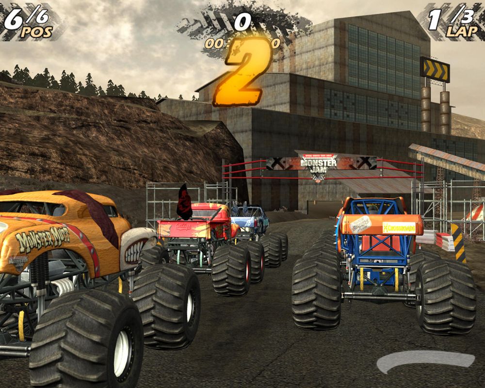 Monster Jam (Windows) screenshot: Preparing for a race.