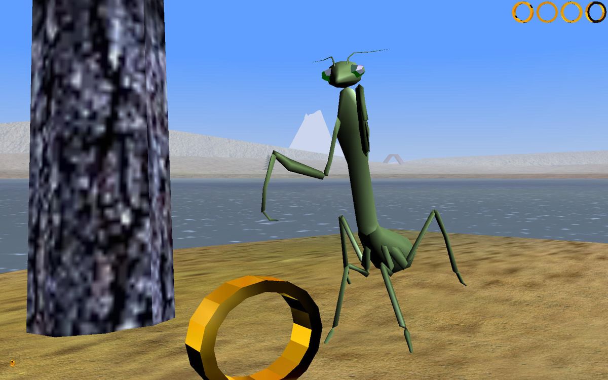 MusicVR Episode 1: Tr3s Lunas (Windows) screenshot: An insectoid guarding a ring.