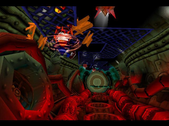 Crash Bandicoot 2: Cortex Strikes Back (PlayStation) screenshot: Crash is furious when he's hanging.
