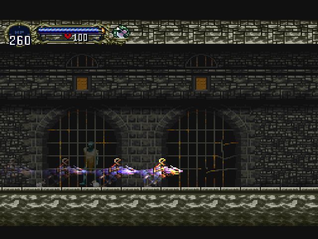 Castlevania: Symphony of the Night (PlayStation) screenshot: Racing around the castle in Wolf mode.