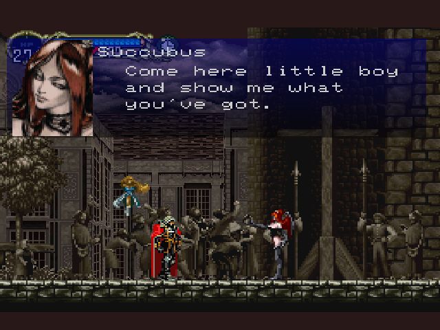 Castlevania: Symphony of the Night (PlayStation) screenshot: Ah... the famed naked Succubus!