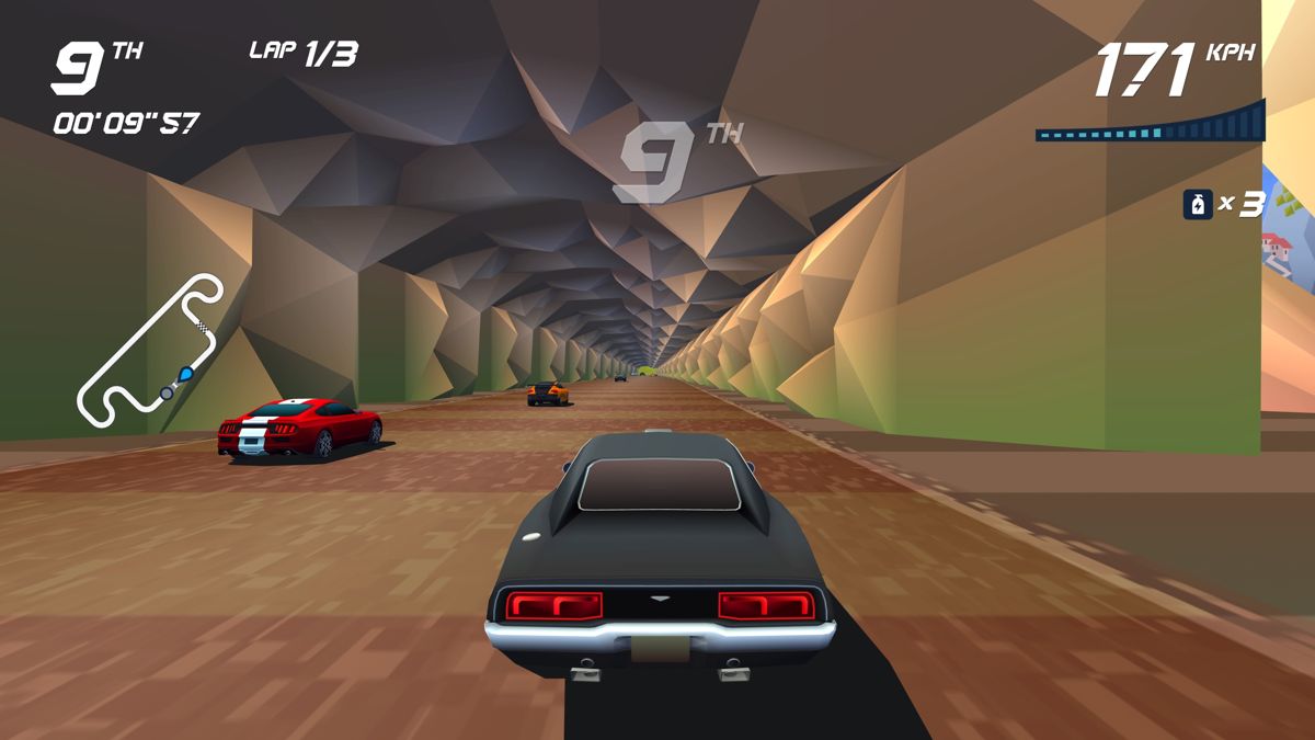 Horizon Chase Turbo: Rookie Series (PlayStation 4) screenshot: Driving through a long tunnel
