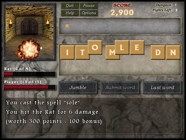Dungeon Scroll (Windows) screenshot: Attacking the rat