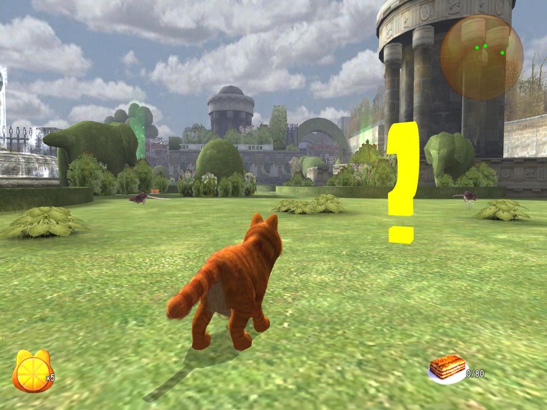 Garfield: A Tail of Two Kitties (Windows) screenshot: A question mark marks the available mission.