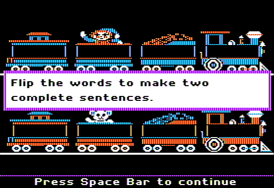 Grammar Toy Shop (Apple II) screenshot: Word Flip Express