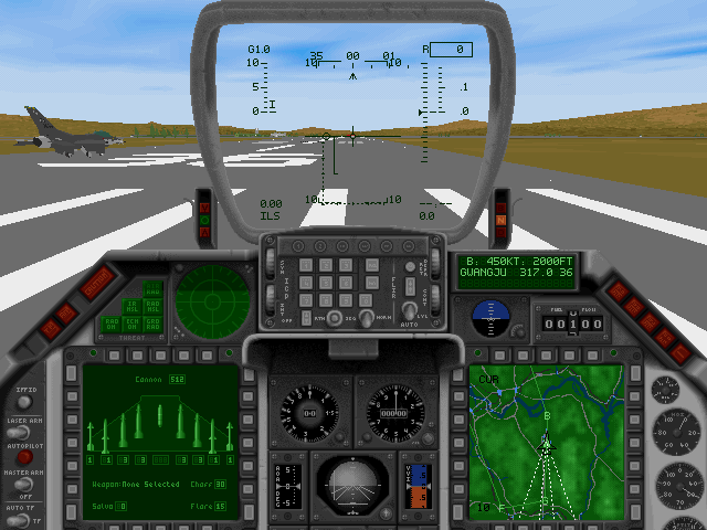 iF-16 (DOS) screenshot: Me and my wingman are preparing for take-off.