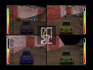 Beetle Adventure Racing! (Nintendo 64) screenshot: 4-player Beetle Battle