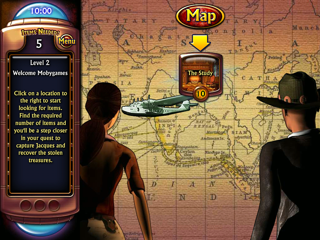 Hide & Secret: Treasure of the Ages (Windows) screenshot: Travel map