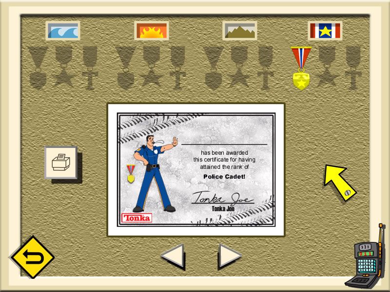 Tonka Search & Rescue 2 (Windows) screenshot: View the medals and certificates in the dispatch centre.