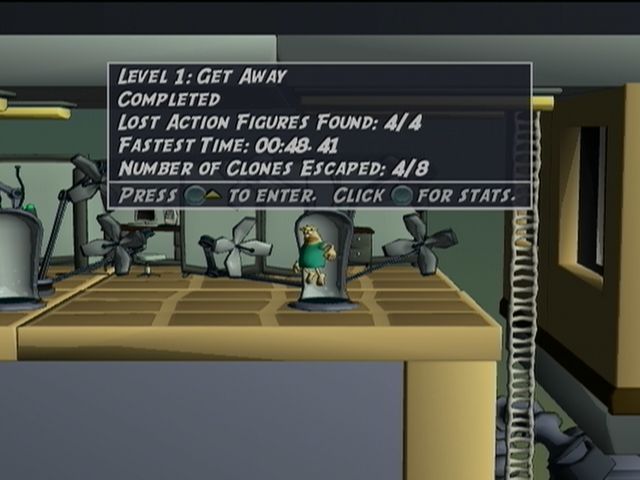 Cloning Clyde (Xbox 360) screenshot: You enter each level via the portals