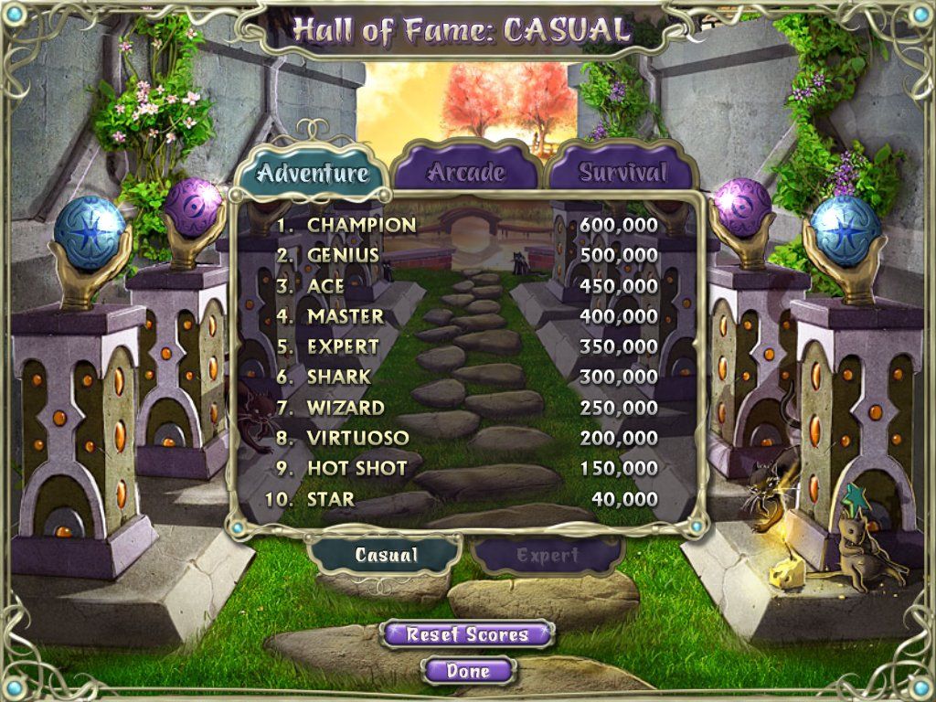 ZenGems (Windows) screenshot: High scores table