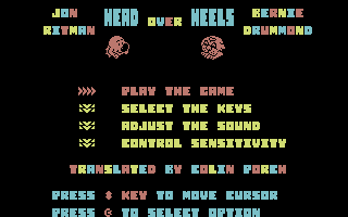 Head Over Heels (Commodore 64) screenshot: Title screen
