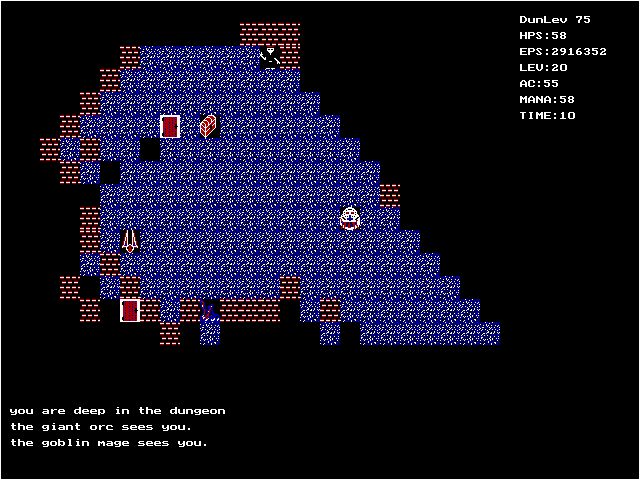 Quick Majik Adventure (DOS) screenshot: Unceremoniously dumped into the donjon.