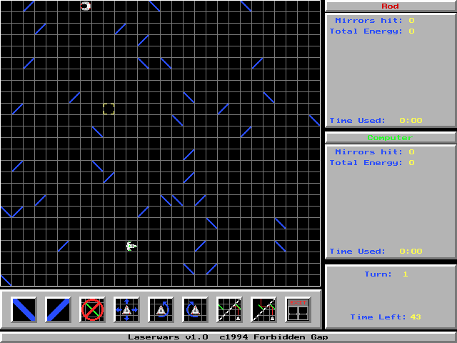Laserwars (DOS) screenshot: The field of combat awaits!