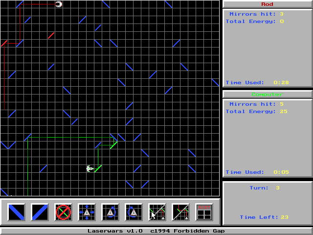 Laserwars (DOS) screenshot: Turning things around competitively