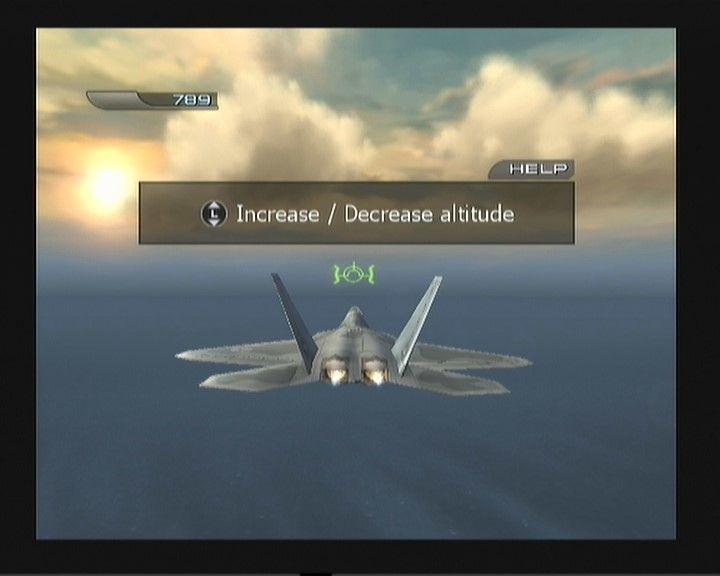 Heatseeker (PlayStation 2) screenshot: The first time you fly you get a small tutorial as you go on the controls.