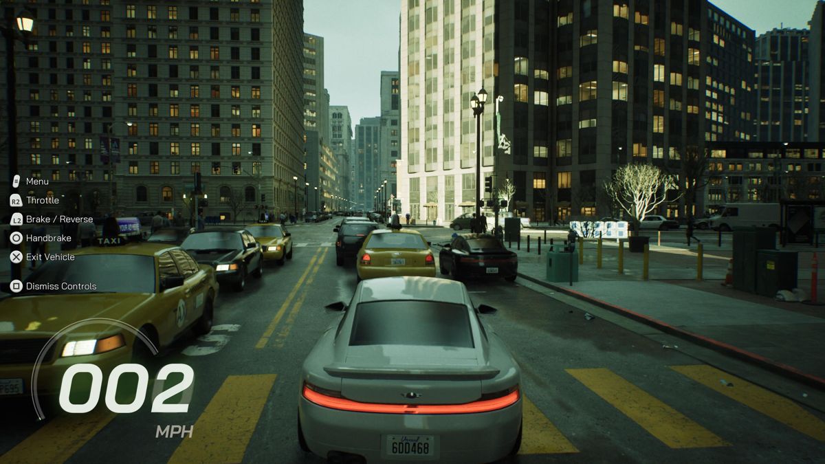 The Matrix Awakens (PlayStation 5) screenshot: Driving a Porsche