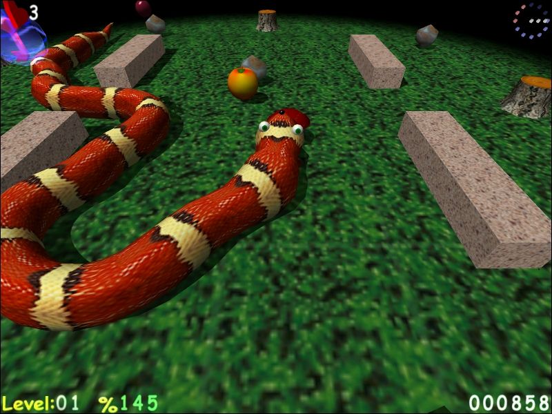 AxySnake (Windows) screenshot: Your goal is to eat the fruit.