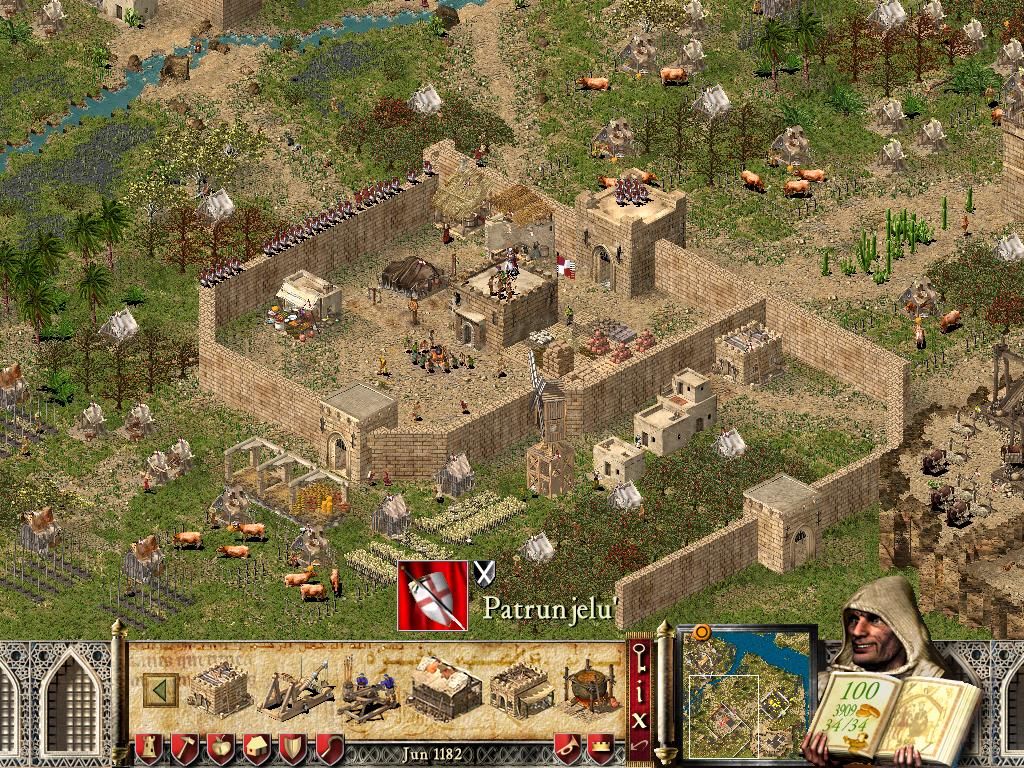 FireFly Studios' Stronghold Crusader (Windows) screenshot: A castle. Zoomed out view.