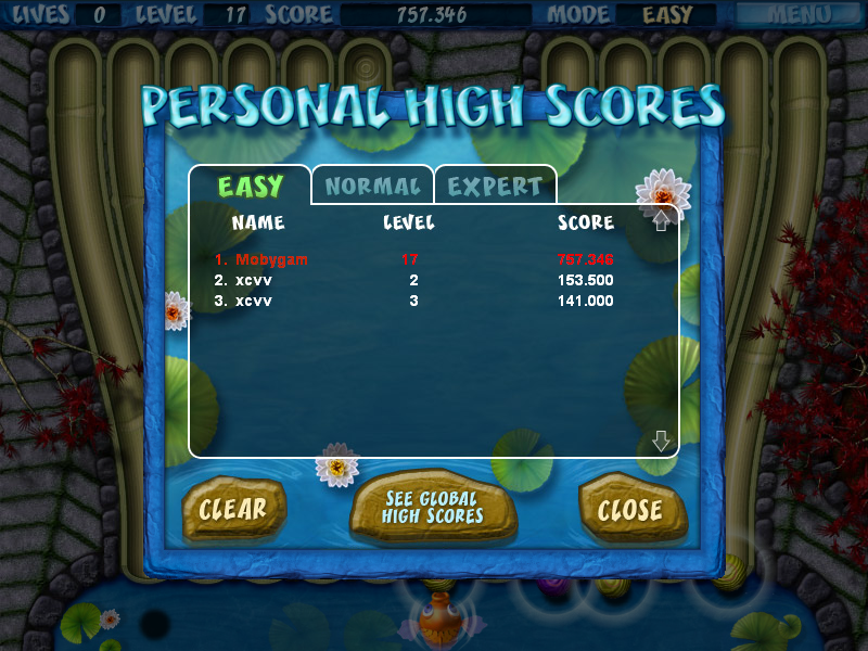Splash (Windows) screenshot: High scores