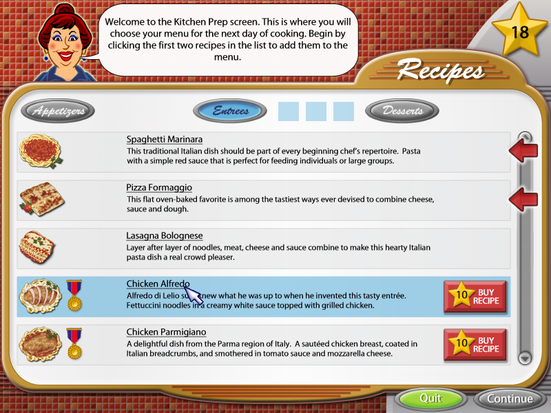 Hot Dish (Windows) screenshot: Recipe menu
