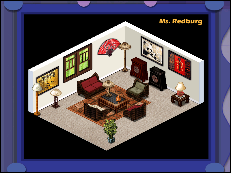 Home Sweet Home (Windows) screenshot: Ms.Redburg has an asian fetish.