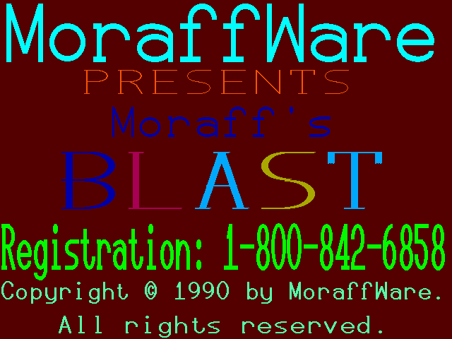 Moraff's Blast I (DOS) screenshot: Title screen