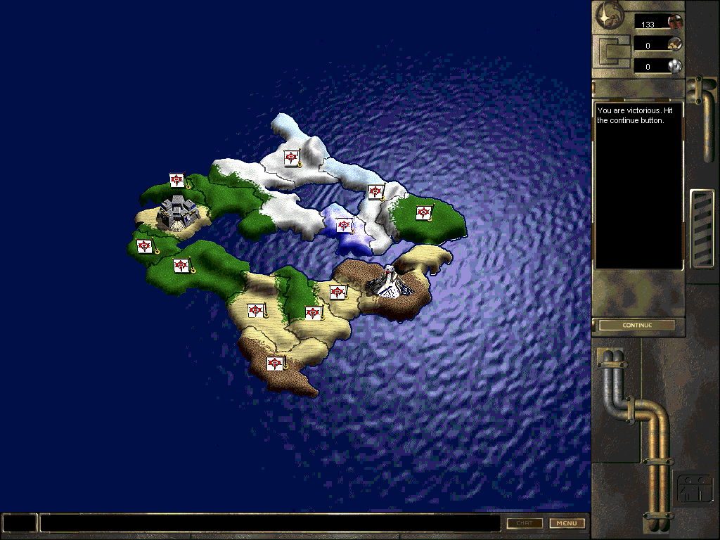 Fallen Haven: Liberation Day (Windows) screenshot: Mission selection. There are 4 Islands in the game.
