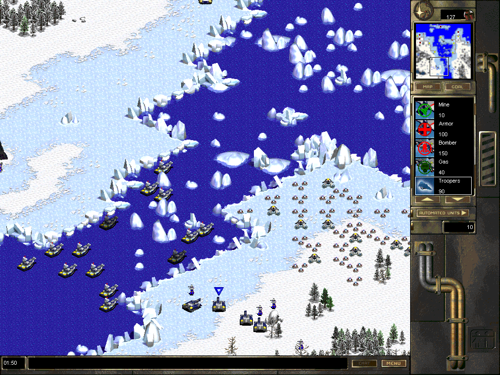 Fallen Haven: Liberation Day (Windows) screenshot: A fleet, some tanks and a minefield