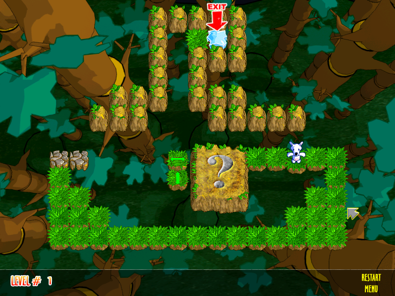 Snowy: Puzzle Islands (Windows) screenshot: In the jungle level Snowy looks more at home.