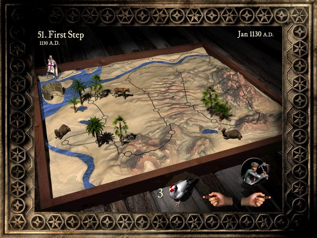 FireFly Studios' Stronghold Crusader (Windows) screenshot: The Crusader Trail is technically a campaign, divided in quite a lot of missions.