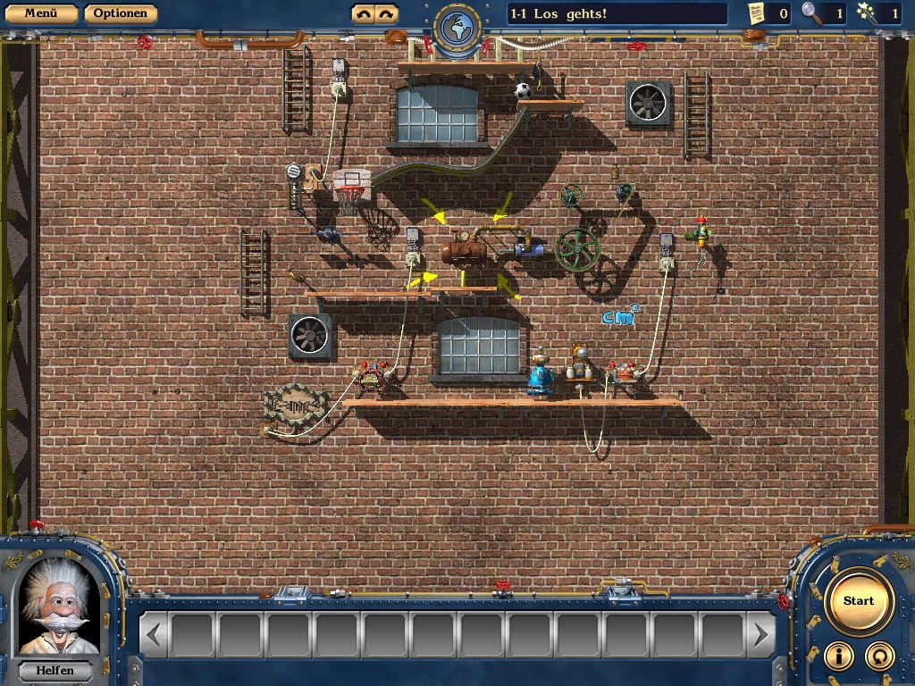 Crazy Machines 2 (Windows) screenshot: The first (very easy) experiment
