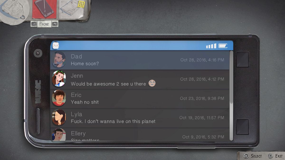 Life Is Strange 2: Episode 1 (PlayStation 4) screenshot: Smartphone email inbox folder