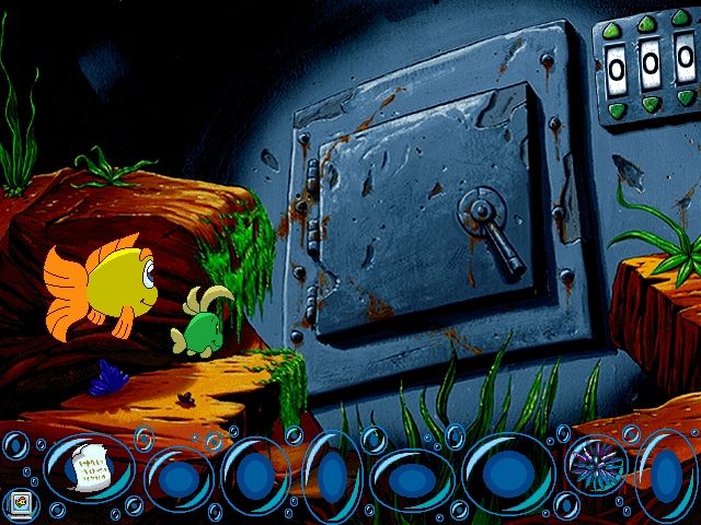 Freddi Fish 4: The Case of the Hogfish Rustlers of Briny Gulch (Windows) screenshot: A locked hatch - good thing Freddi still has that important clue.