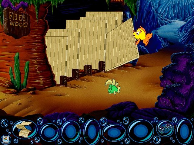 Freddi Fish 4: The Case of the Hogfish Rustlers of Briny Gulch (Windows) screenshot: Free wood! Could it get any plainer?