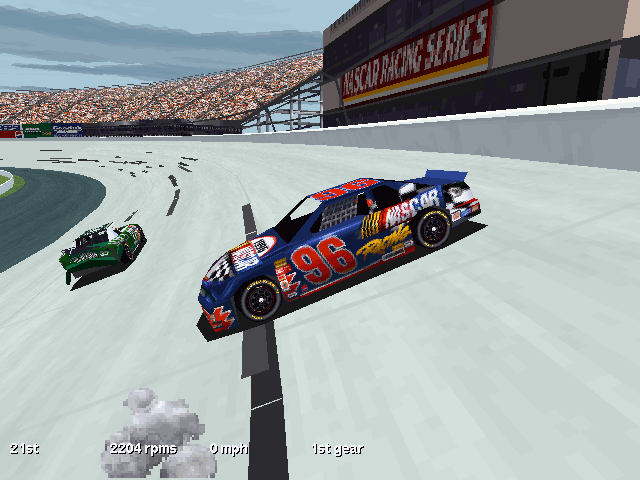 NASCAR Racing 2 (DOS) screenshot: You should see the other guy.