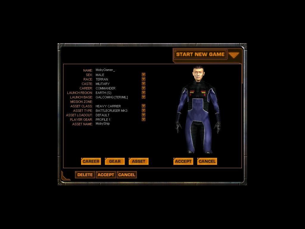 Universal Combat (Windows) screenshot: Creating a new character.