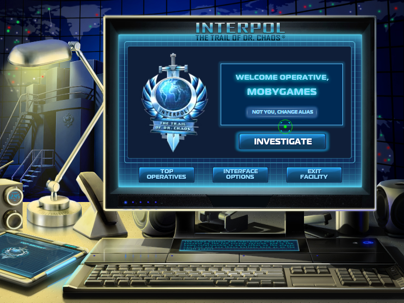 Interpol: The Trail of Dr. Chaos (Windows) screenshot: Main menu
