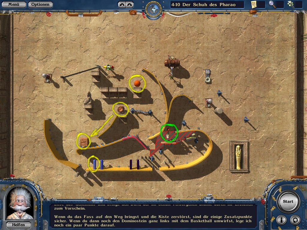 Crazy Machines 2 (Windows) screenshot: The goals for each puzzle are very well described.