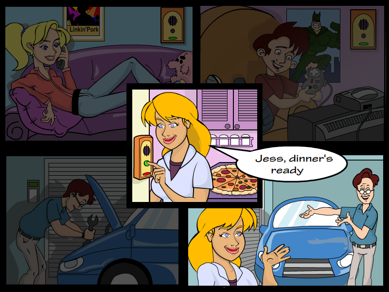 The Tuttles Madcap Misadventures (Windows) screenshot: Meet the Tuttles. the story is presented in-game as well as in these comic book-style cut-scenes.