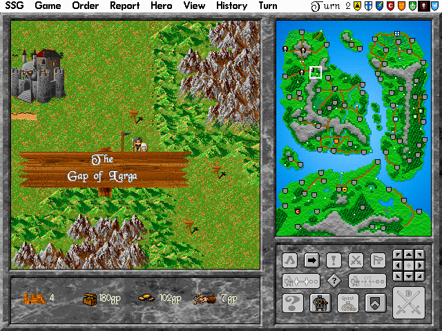 Warlords II Deluxe (DOS) screenshot: Reading the small print on a signpost.