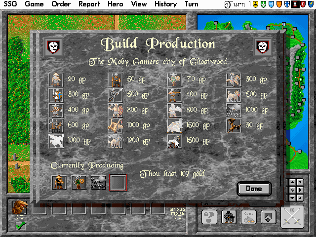 Warlords II Deluxe (DOS) screenshot: Changing what the local specialties are.