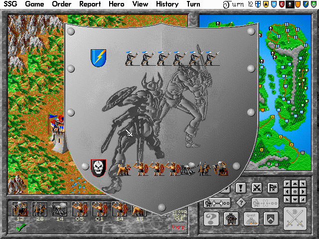 Warlords II Deluxe (DOS) screenshot: The battles get larger and more involved.
