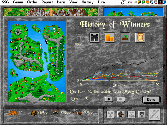 Warlords II Deluxe (DOS) screenshot: More long-term analysis