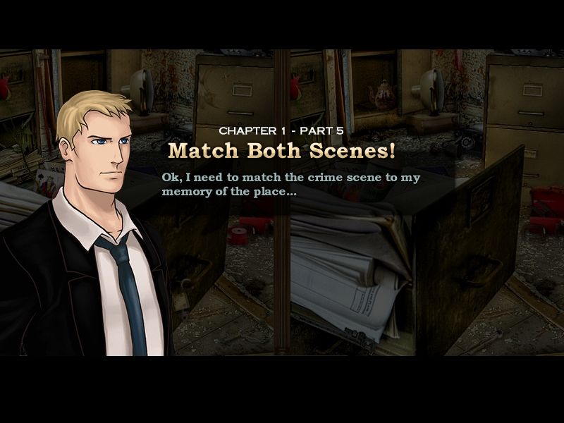 Cate West: The Vanishing Files (Windows) screenshot: Now for the last part, Ben has to match the crime scene described in the court.