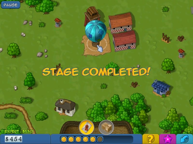 Balloon Express (Windows) screenshot: And now landing. Stage completed!