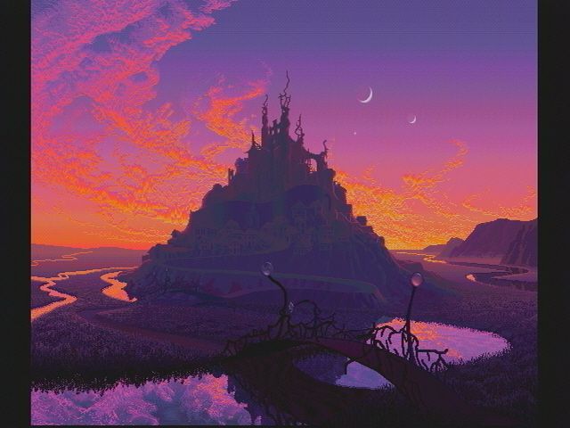 Magic: The Gathering - Battlemage (PlayStation) screenshot: Arathoxia lies in ruins, Leshrac is drawn here.