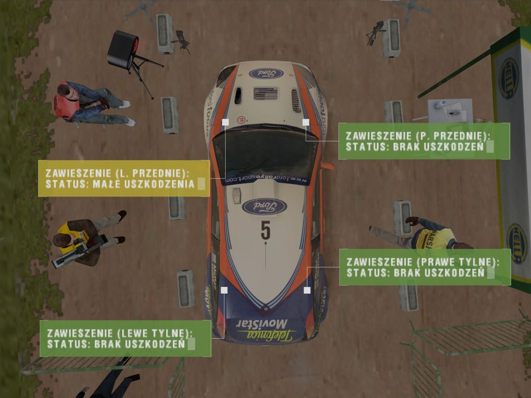 Colin McRae Rally 3 (Windows) screenshot: Checking damage status before next track