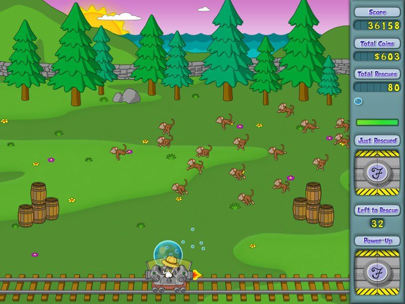 FizzBall (Windows) screenshot: Monkey stampede
